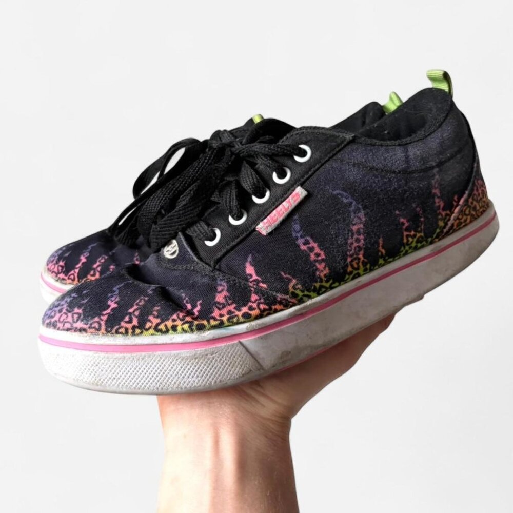 HEELYS black rainbow cheetah print shoes Women's 6.5 No Wheels